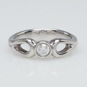 Tiffany & Co. Elsa Peretti Platinum and Diamond Open Teardrop Ring Size 4